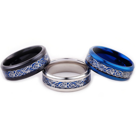 Schwarze Ringe, Titan-Ring, Titan Harz Ehering, blau marmoriert Opaleszenz,  Herren Ring, Womens Ring, Eco-Friendly blau VINTAGE TRON -  Schweiz