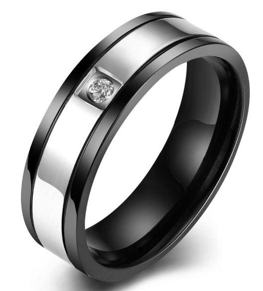 Ehering Titan mit Zirkonia