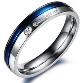 Ehering aus Titan in Silber Blau